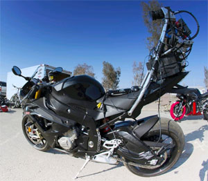 Testing the Teledyne DALSA Falcon2 on the back of a BMW S 1000 RR sport bike for high-speed stunt scenes