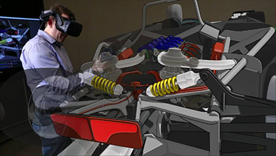 Vision-empowered AR/VR tools are increasingly helping to streamline the product development process by replacing conventional scale models and prototypes with virtual representations of end products. Ford Motor Company, for example, announced this year that it is working with a 3D virtual reality headset and controller tool to develop 3D models in hours instead of weeks. Image courtesy of Ford Motor Company.