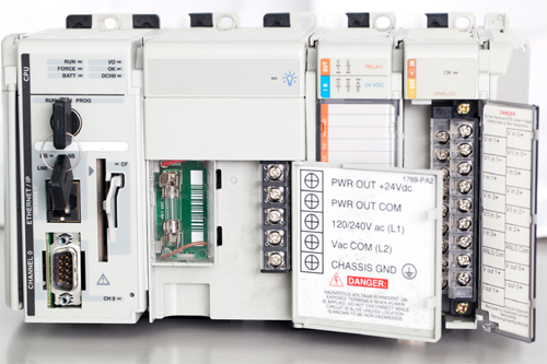 Figure 16: A programmable logic controller (PLC) that networks local devices over EtherNet/IP.