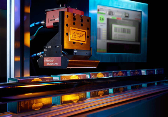 Figure 6: A verification system installed on the packaging line uses a unique camera-and-lighting configuration to capture images of labels, which are verified for ISO/IEC print quality by machine vision inspection software.