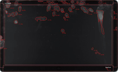 Smudges detected on tablet screen using principles of uniformity evaluation.