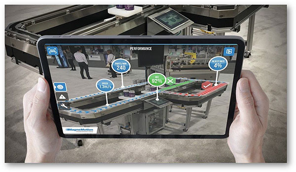 Figure 4: Augmented reality overlays data from IIoT system onto images seen. (Courtesy of PTC)