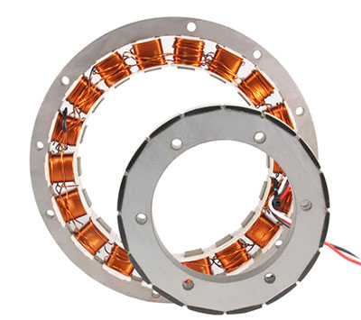 Frameless motors can be integrated directly into the traction wheel for a very compact design. (Courtesy of Allied Motion)