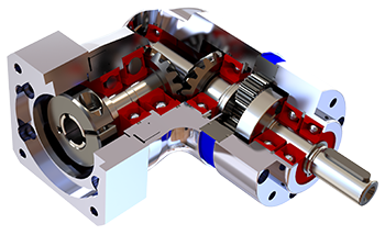 GAM EPR Right Angle Bevel Planetary Gearbox cutaway view