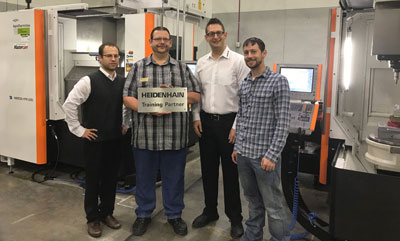 HEIDENHAIN announces that Community College of Denver (CCD) is their first Authorized Training Partner for HEIDENHAIN TNC controls in North America.  Pictured here (from left to right) are:  HEIDENHAIN’s Julian Renz, CCD’s Eric Miller, HEIDENHAIN’s Joe Pizzoferrato
