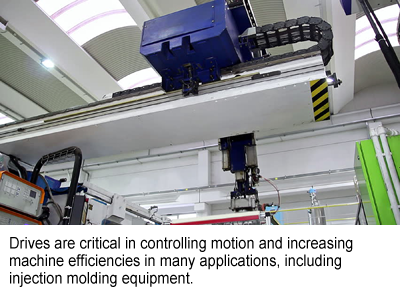  Drives are critical in controlling motion and increasing machine efficiencies in many applications, including injection molding equipment.