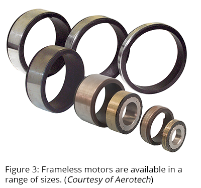 Figure 3: Frameless motors are available in a range of sizes. (Courtesy of Aerotech)