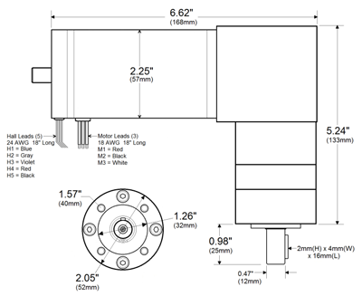 MMP BL58-412 Series Brushless Motor Drawing