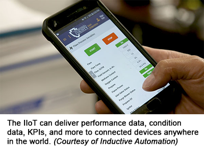 The IIoT can deliver performance data, condition data, KPIs, and more to connected devices anywhere in the world. (Courtesy of Inductive Automation)