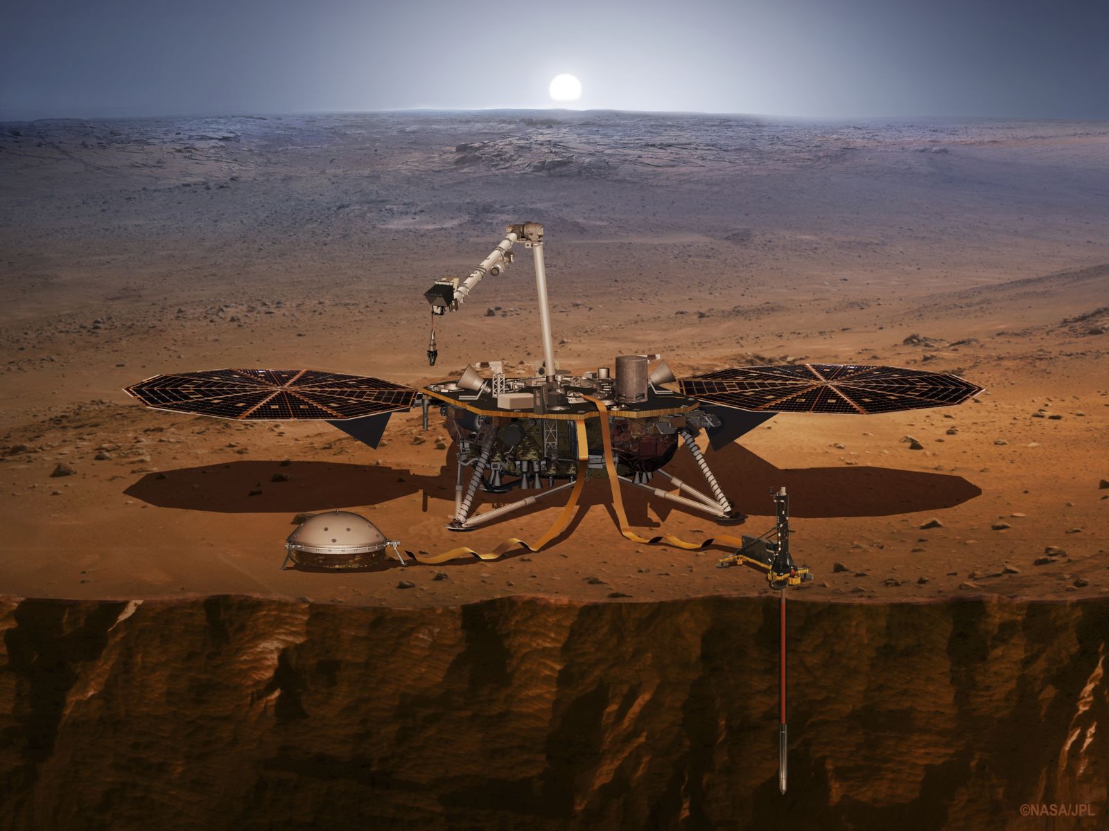 Artist's rendering of the InSight lander. Image ©NASA/JPL