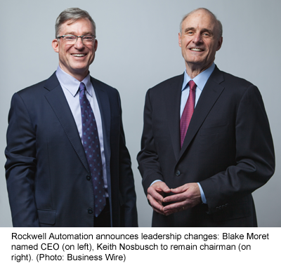Rockwell Automation announces leadership changes: Blake Moret named CEO (on left), Keith Nosbusch to remain chairman (on right). (Photo: Business Wire)