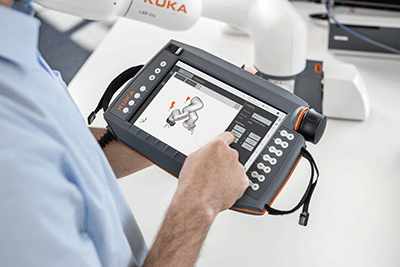 Access to a new robot ecosystem and operating environment is made easier with an intuitive user interface. (Courtesy of KUKA Robotics)