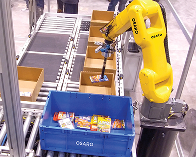 A robot powered by OSARO’s machine learning system picks consumer goods. Credit: OSARO 