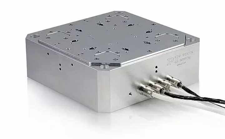 This 6-degree-of-freedom closed-loop, sample positioning stage is based on a parallel-kinematic flexure design and capacitive position feedback. (Image: PI)