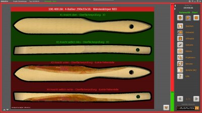 wooden brush with side profiles