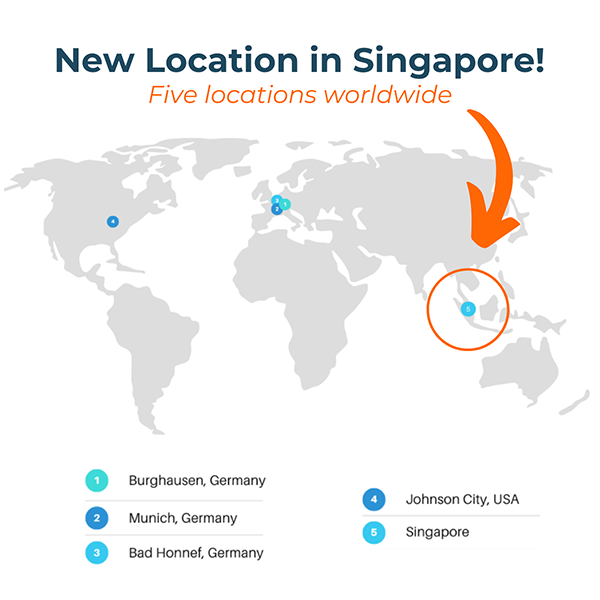 New Location in Singapore! Five locations worldwide