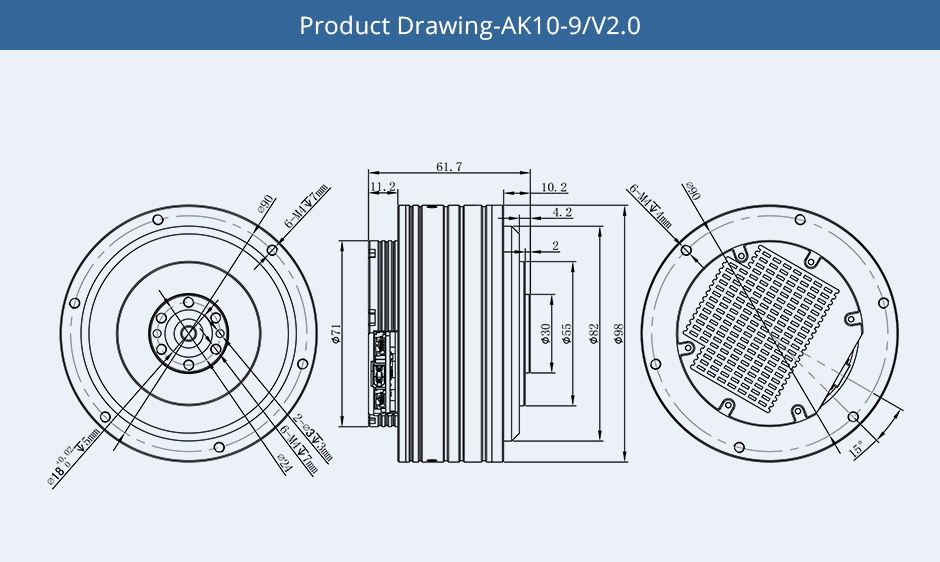 CubeMars AK10-9 KV60 Product Drawing