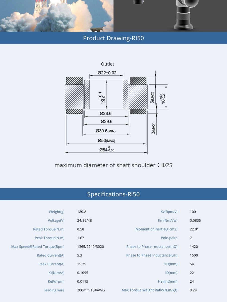CubeMars-RI50-Motor-Product-Drawing