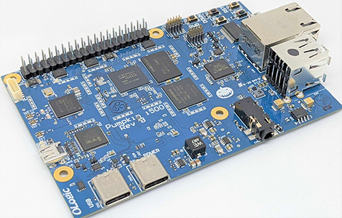 Photo of a Blue Computer board, thePumpkin i500 - an EVK.