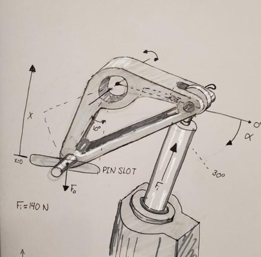 Drawing of large motion and Large force Eccentric Lever with Orca Motor
