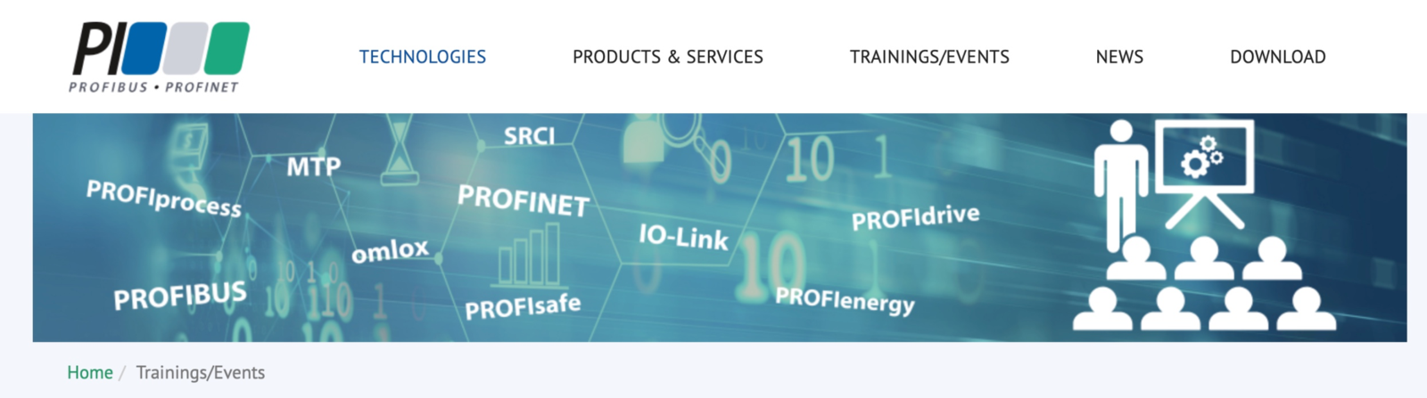 PROFIBUS - PROFINET Landing page showcasing free training/events for IO-Link