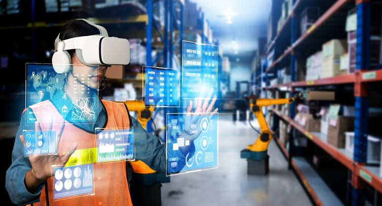 woman using VR headset