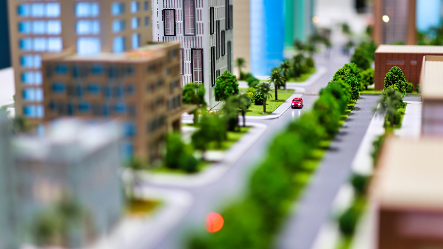 car in a miniature city