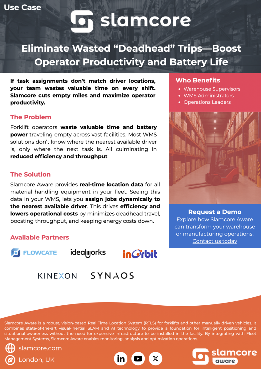 Eliminate Wasted "Deadhead" Trips - Boost Operator Productivity and Battery Life