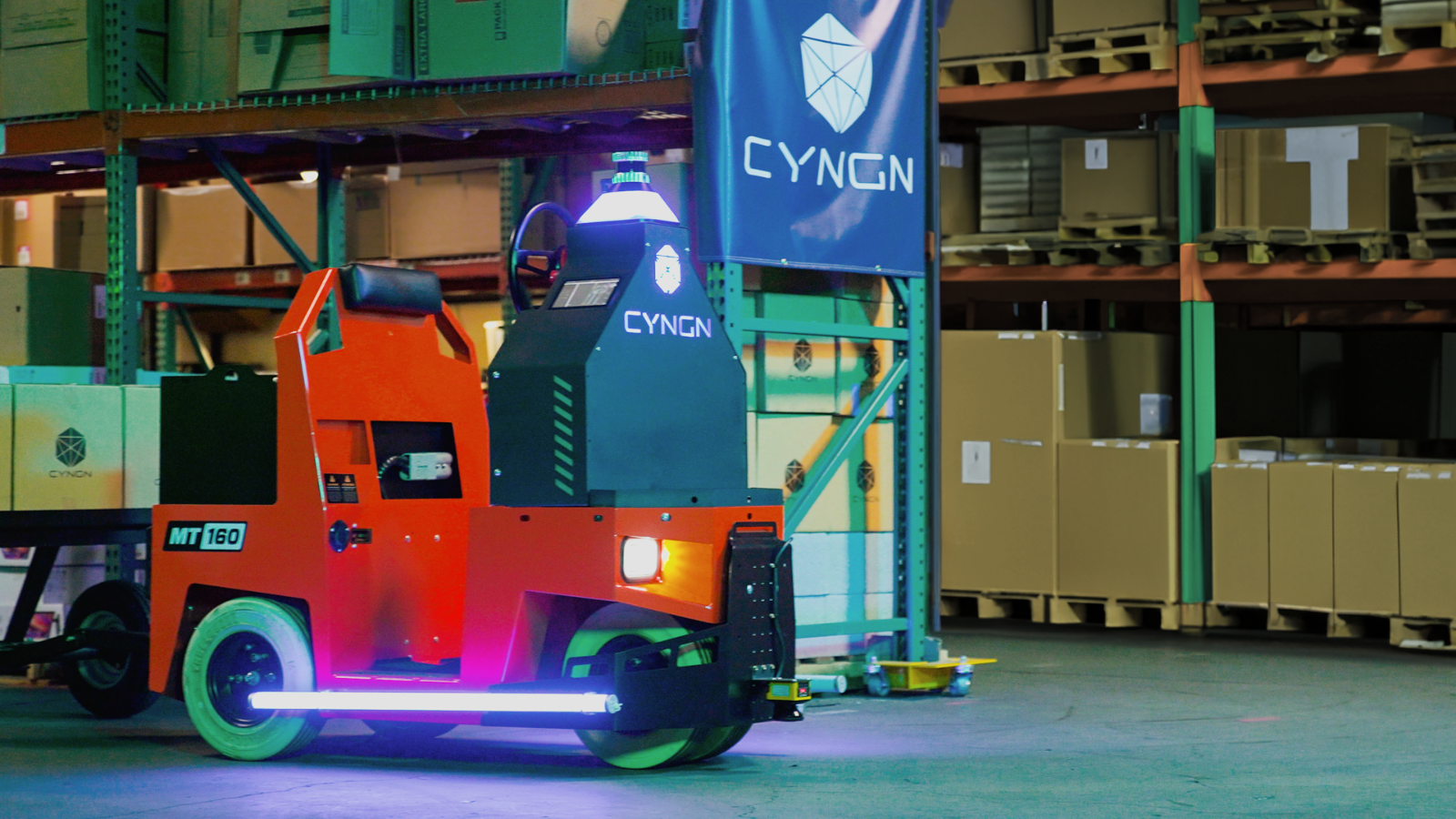 CYNGN robot in a warehouse