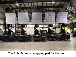 The RoboScreens being prepped for the tour