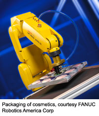 Packaging of cosmetics, courtesy FANUC Robotics America Corp