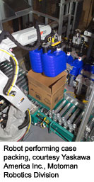 Robot performing case packing, courtesy Yaskawa America Inc., Motoman Robotics Division