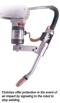 Clutches offer protection in the event of an impact by signaling to the robot to stop welding.