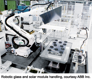 Robotic glass and solar module handling, courtesy ABB Inc.
