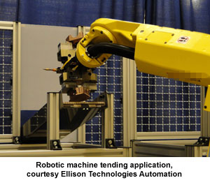Robotic machine tending application, courtesy Ellison Technologies Automation