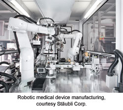 Robotic medical device manufacturing, courtesy Stäubli Corp.