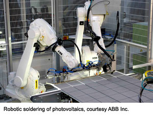Robotic soldering of photovoltaics, courtesy ABB Inc.