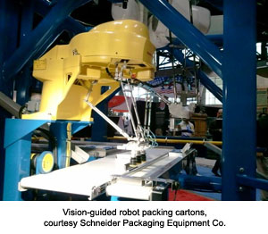 Vision-guided robot packing cartons, courtesy Schneider Packaging Equipment Co.1
