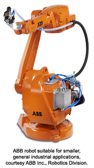ABB robot suitable for smaller, general industrial applications, courtesy ABB Inc., Robotics Division.