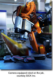 Camera-equipped robot on the job, courtesy SICK Inc.