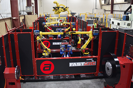 Pre-engineered robot welding cells are an affordable option for automation newcomers or experienced users looking to quickly expand their capabilities. (Courtesy of Acieta LLC)