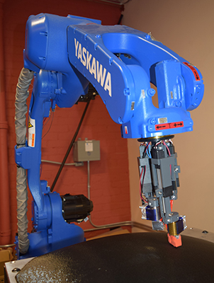 Robotic 3D printing on a non-planar surface using open-source tools for generating robot trajectories with a ROS-enabled robot. (Courtesy of University of Southern California)
