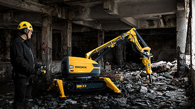 Remote-controlled demolition robot works in confined spaces while enhancing efficiency and jobsite safety. (Credit: Brokk)