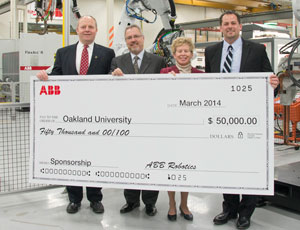 Gift to support the development of a four-year industrial robotics and automation degree program. ABB also to provide curriculum input and internship opportunities.