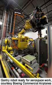 Gantry robot ready for aerospace work, courtesy Boeing Commercial Airplanes