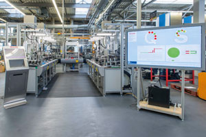 The Industry 4.0 assembly line at Bosch Rexroth in Homburg, Germany, integrates human, product, and machine to economically manufacture a multitude of customized products.