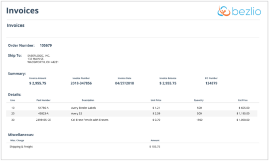 Invoice history via Bezlio's portal
