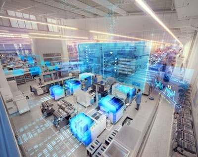 An image of totally integrated automation in manufacturing on the factory floor