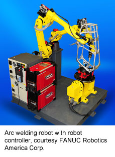 Arc welding robot with robot controller, courtesy FANUC Robotics America Corp.