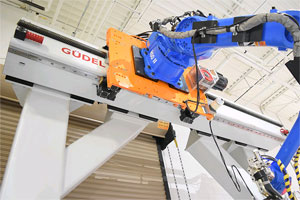 Gudel TMO-2-E TrackMotion Overhead (TMO) selected for Yaskawa Motoman robot lab at Great Lakes Regional Center